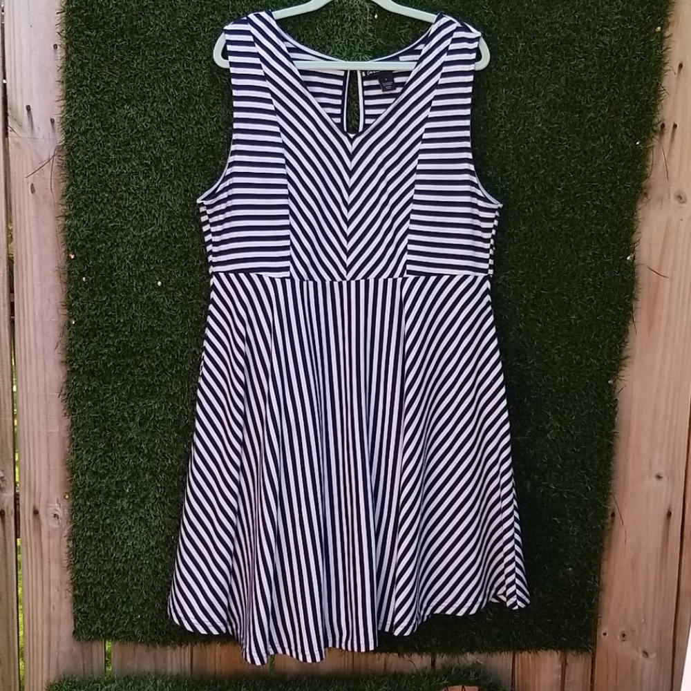 Navy & White  Striped Dress